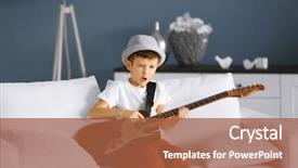  Presentation with silhouettes guitar - Cool new PPT theme with talent red - little boy playing guitar ans backdrop and a red colored foreground