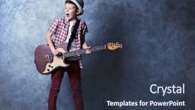  Presentation with red grey - Beautiful slides featuring talent red - little boy playing guitar backdrop and a tawny brown colored foreground