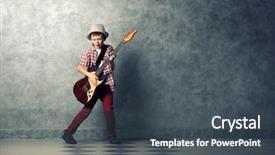  Presentation with red grey - Slides enhanced with talent red - little boy playing guitar background and a ocean colored foreground