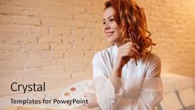  Presentation with cheerful - Beautiful slides featuring talent red - portrait of cheerful redhead young backdrop and a lemonade colored foreground