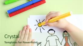  Presentation with talent - PPT theme with talent red - small girl painting on cute background and a soft green colored foreground