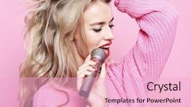  Presentation with girl model - Colorful presentation enhanced with talent show - beauty model girl singer backdrop and a lemonade colored foreground