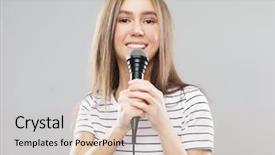  Presentation with singer - Slide set with talent show - beauty model girl singer background and a lemonade colored foreground