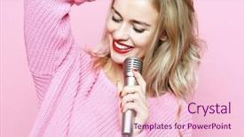  Presentation with singer - PPT layouts having talent show - lifestyle and people concept beauty background and a lemonade colored foreground