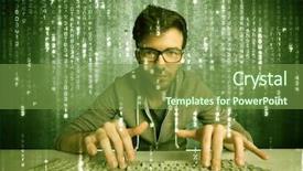  Presentation with hacking - Slides consisting of talented hacker scanning online passwords background and a  colored foreground