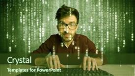  Presentation with hacking - Colorful slides enhanced with talented hacker scanning online passwords backdrop and a  colored foreground