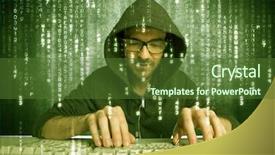  Presentation with scanning - PPT theme with talented hacker scanning online passwords background and a  colored foreground