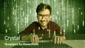  Presentation with hacking - Audience pleasing presentation consisting of talented hacker scanning online passwords backdrop and a tawny brown colored foreground