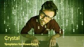  Presentation with hacking - Presentation theme having talented hacker scanning online passwords background and a  colored foreground