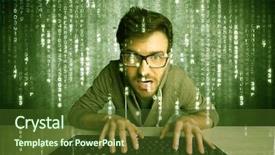  Presentation with hacking - Presentation theme enhanced with talented hacker scanning online passwords background and a  colored foreground