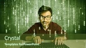  Presentation with hacking - Slide set having talented hacker scanning online passwords background and a  colored foreground