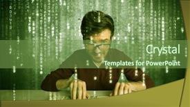  Presentation with hacking - Cool new presentation with talented hacker scanning online passwords backdrop and a  colored foreground