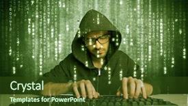  Presentation with hacking - Amazing PPT layouts having talented hacker scanning online passwords backdrop and a tawny brown colored foreground