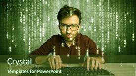  Presentation with hacking - Presentation theme having talented hacker scanning online passwords background and a  colored foreground