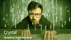  Presentation with hacking - Presentation theme having talented hacker scanning online passwords background and a tawny brown colored foreground