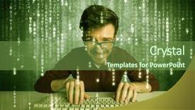  Presentation with hacking - Slides enhanced with talented hacker scanning online passwords background and a seafoam green colored foreground