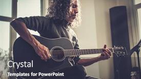  Presentation with acoustic - Colorful PPT layouts enhanced with talented-man-play-on-acoustic backdrop and a wine colored foreground