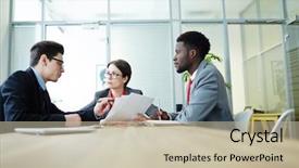  Presentation with global team workers - Slides having talented team of white collar background and a mint green colored foreground