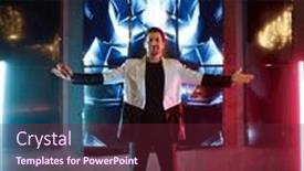  Presentation with audience - Presentation enhanced with talented-vocalist-wearing-trendy-outfit background and a tawny brown colored foreground