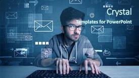  Presentation with hacking - PPT theme featuring talented young hacker hacking email background and a  colored foreground