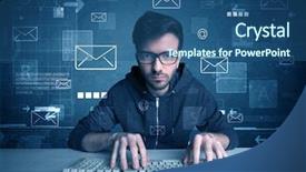  Presentation with hacking - Amazing theme having talented young hacker hacking email backdrop and a ocean colored foreground