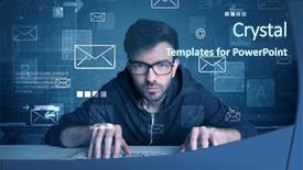  Presentation with hacking - Cool new presentation with talented young hacker hacking email backdrop and a ocean colored foreground