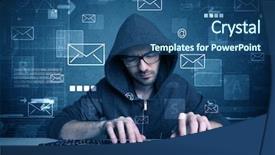  Presentation with hacking - Slides with talented young hacker hacking email background and a ocean colored foreground