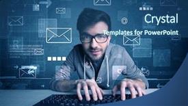  Presentation with hacking - Cool new PPT theme with talented young hacker hacking email backdrop and a ocean colored foreground