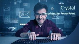  Presentation with hacking - Presentation consisting of talented young hacker hacking email background and a ocean colored foreground