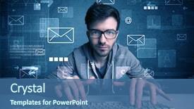  Presentation with hacking - Colorful PPT layouts enhanced with talented young hacker hacking email backdrop and a ocean colored foreground