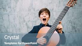  Presentation with music kids - Colorful presentation theme enhanced with talents - portrait of a young boy backdrop and a seafoam green colored foreground