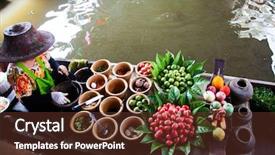 Presentation with thailand - Presentation design featuring taling chan floating market background and a tawny brown colored foreground
