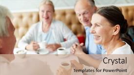  Presentation with coffee talk - Audience pleasing slides consisting of talk by cup of coffee backdrop and a coral colored foreground