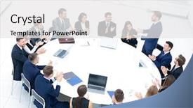  Presentation with talk - Slides enhanced with talk on corporate busines background and a white colored foreground