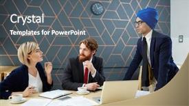  Presentation with talent meeting - Presentation theme enhanced with talk programms tv - brainstorming colleagues having discussion background and a  colored foreground