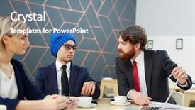  Presentation with joint - Presentation consisting of talk programms tv - business partners discussing new joint background and a gray colored foreground