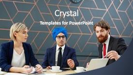  Presentation with professional data - Beautiful PPT theme featuring talk programms tv - professional analysts discussing online financial backdrop and a gray colored foreground