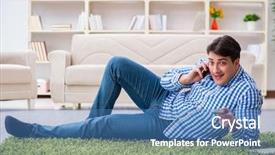  Presentation with 3d man sitting question mark - Audience pleasing PPT layouts consisting of talk programms tv - young handsome man sitting backdrop and a  colored foreground