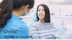  Presentation with talk - Slides consisting of talk to dentist in dental background and a light blue colored foreground