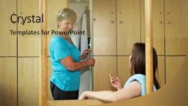  Presentation with locker room - Presentation theme with talkin in a locker room background and a yellow colored foreground