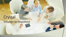  Presentation with team meeting - Amazing presentation theme having talking about strategy in meeting backdrop and a  colored foreground