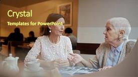  Presentation with females - Presentation enhanced with talking and looking through magazine background and a tawny brown colored foreground