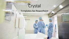  Presentation with surgery room - PPT theme enhanced with talking and preparing to operation background and a light gray colored foreground