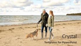  Presentation with domestic animal - Slide deck having talking animals - pet domestic animal and people background and a coral colored foreground