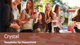  Presentation with block party - Amazing presentation having talking at a block party backdrop and a tawny brown colored foreground