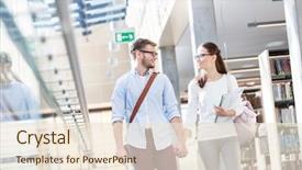  Presentation with hands holding a tree - Amazing presentation having talking by library at university backdrop and a lemonade colored foreground