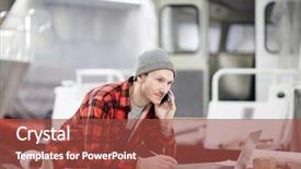  Presentation with workplace - Colorful presentation theme enhanced with talking by smartphone by workplace backdrop and a  colored foreground