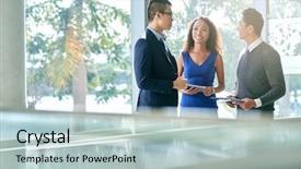  Presentation with coworkers - Amazing PPT layouts having talking coworkers backdrop and a lemonade colored foreground