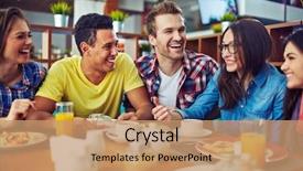  Presentation with teens - Cool new slides with talking during lunch in cafe backdrop and a coral colored foreground