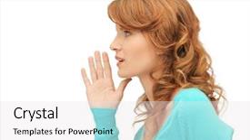  Presentation with talking heads - PPT theme consisting of talking heads - bright picture of teenage girl background and a white colored foreground